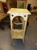 AN EDWARDIAN PAINTED STAND WITH BASKET FORM UNDERTIER. H.80cms.