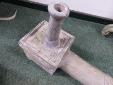 AN ANTIQUE LEAD PUMP HEAD DATED W.P.1826.