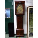 A GEO.III.MAHOGANY CASED 8-DAY LONG CASE CLOCK WITH 13.5" BRASS ARCH TOP DIAL SIGNED A.HOWE,