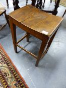 A 19th.C.OAK AND ELM COUNTRY STOOL WITH CURVED FORM SEAT. W.36.5 x H.53cms.