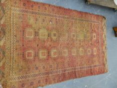 AN ANTIQUE AFGHAN BOKHARA RUG. 225 x 136cms.