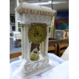 A 19th.C.MARBLE CASED PORTICO CLOCK WITH GILT BRASS DIAL SIGNED LANNAUX A.VESOUL.