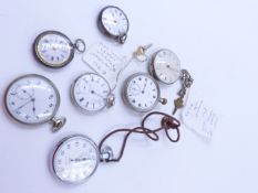 A SELECTION OF HALLMARKED SILVER AND SILVER PLATED POCKET WATCHES.