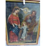 OLD MASTER SCHOOL, THE HOLY FAMILY, OIL ON CANVAS. 101 x 75cms.
