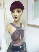 A VINTAGE MID CENTURY ADVERTISING BUST FIGURE BY REPUTE FROM BIBA.