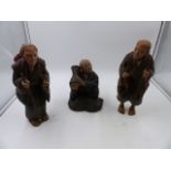 A GROUP OF ORIENTAL CARVED ITEMS TO INCLUDE WOOD AND STONE FIGURES, TRAYS, STANDS,ETC.