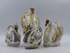 ROYAL CROWN DERBY PAPERWEIGHTS. SWANS. WILLIAM, CATHERINE CYGNETS, GEORGE, CHARLOTTE, 455/750. (4)