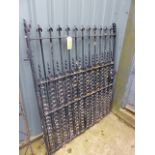 AN ANTIQUE WROUGHT AND CAST IRON LARGE GARDEN GATE.