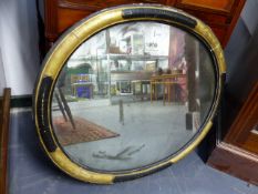 A LATE VICTORIAN PAINTED FRAME OVAL WALL MIRROR. W.82 x H.69cms.