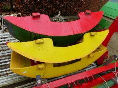 A GOOD VINTAGE FAIRGROUND CHILD'S SWING BOAT RIDE.