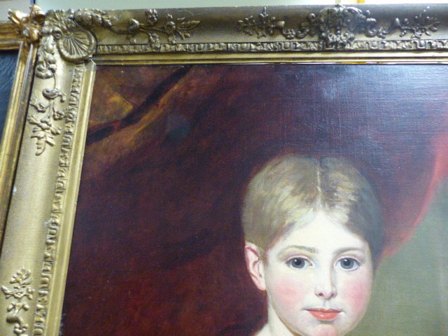 EARLY 19th.C.ENGLISH SCHOOL. A PORTRAIT OF A YOUNG GIRL, OIL ON CANVAS. 77 x 64cms. - Image 6 of 9