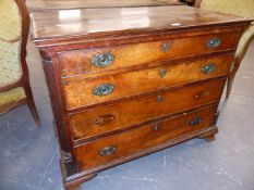 A GEORGIAN MAHOGANY BATCHELOR'S CHEST OF FOUR DRAWERS, THE UPPER DRAWER WITH VARIOUS COMPARTMENTS