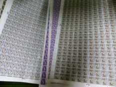 TEN FULL SHEETS OF PRE DECIMAL 4d AND 3d DEFINITIVE STAMPS.