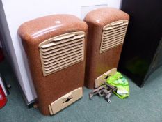 A PAIR OF MID CENTURY ART DCEO STYLE CAST IRON GAS RADIATOR COVERS.