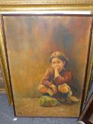 CYNTHIA CHANDLER (19th.C.) (ARR) YOUNG GIRL WITH A BUNDLE OF RAGS, SIGNED AND DATED 1976, OIL ON