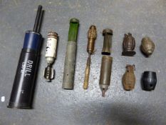 AN L50A1 DRILL ROUND, VARIOUS DRILL AND INERT GRENADES.