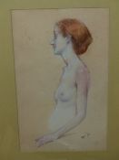 AARON SHIKLER (1922-2015) AMERICAN, A HALF LENGTH NUDE STUDY, SIGNED AND DATED '82, PASTELS. 24.5