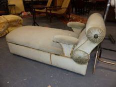AN UNUSUAL LATE VICTORIAN BOX DAY BED WITH RECLINING HEADBOARD.