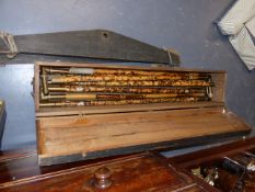 A WWI PERIOD CAMPAIGN TYPE BAMBOO SCREEN WITH BRASS FITTINGS.