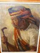 H M FRANZ (20th.C.) (ARR) PORTRAIT OF AN ELDERLY GENTLEMAN IN ARAB DRESS, SIGNED AND DATED '49,