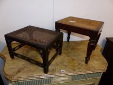 TWO 19th.C.CANE TOP STOOLS.