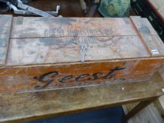 A VINTAGE GEEST INDUSTRIES ADVERTISING BOX CRATE.