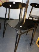 A PAIR OF MID CENTURY METAL FRAMED BENTWOOD SIDE CHAIRS.