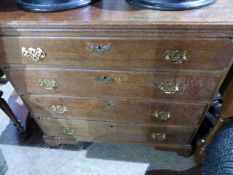 A GEO.III. COUNTRY OAK CHEST OF FOUR GRADUATED DRAWERS. W.95 x H.91cms.