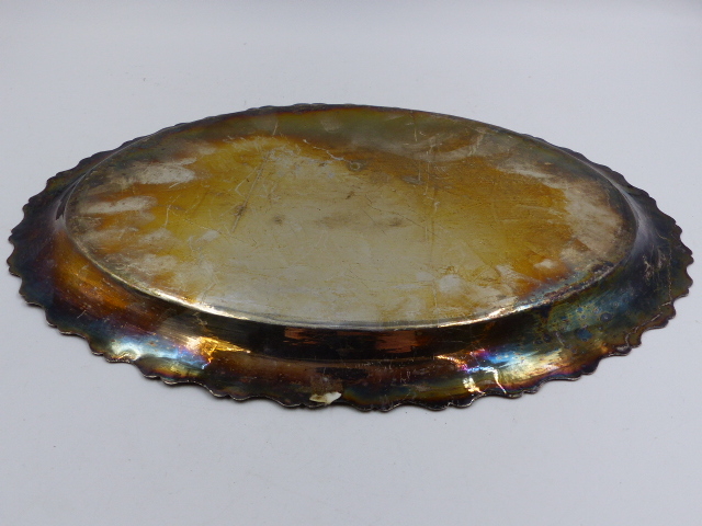 AN INDO PERSIAN WHITE METAL DECORATED TRAY. APPROXIMATE MEASURMENTS 33.5cms X 25.5cms. - Image 6 of 6