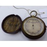 A 19th.C.COMPENSATED POCKET BAROMETER IN ORIGINAL LEATHER WRAPPED CASE.