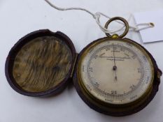 A 19th.C.COMPENSATED POCKET BAROMETER IN ORIGINAL LEATHER WRAPPED CASE.