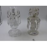 TWO 19th.C. GLASS TABLE LUSTRES. H.25cms.