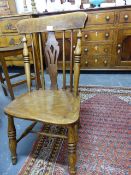 A 19th.C.BEECH AND ELM CHILD'S STICK BACK SIDE CHAIR.