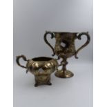 A SILVER HALLMARKED TWO HANDLED TROPHY CUP, DATED 1871 EXETER, MAKERS MARK JOSIAH WILLIAMS & CO,
