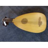 A FINE HAND MADE LUTE BY IAN HARWOOD & JOHN ISAACS, 1964 No.44 WITH SCALLOP SHAPED MAPLE BOWL BACK