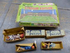 A VINTAGE BOXED SUBBUTEO GAME AND THREE PELHAM PUPPETS.