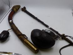 TWO PROVINCIAL CHINESE SMOKING PIPES WITH TOBACCO CONTAINERS.