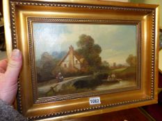 LATE 19th.C.ENGLISH SCHOOL. RIVER LANDSCAPE, OIL ON CANVAS. 18 x 28.5cms.