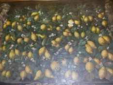 STUDIO OF MIGUEL CANALS AFTER BARTOLOMEO BIMBI. STILL LIFE OF LEMONS AND ARCHITECTURE, OIL ON