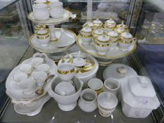 A COLLECTION OF ANTIQUE AND LETER FRENCH PORCELAIN, MANY PIECES WITH GOLD BAND DECORATION TO INCLUDE