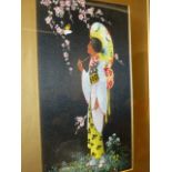 B. BIRCH (EARLY 20th.C.) (ARR) JAPANESE LADY WATCHING A BUTTERFLY IN CHERRY BLOSSOM, SIGNED AND