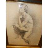 ATTRIB. WILLIAM LINNELL (1826-1906). TWO ACADEMIC MALE NUDES STUDIES IN CHARCOAL. 83 x 44cms AND