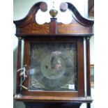 AN 18th.C.OAK CASED LONGCASE CLOCK WITH 12" BRASS SQUARE DIAL SIGNED PENTON, LONDON, ADAPTED AND NOW