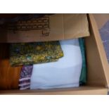 TWO LARGE BOXES OF TEXTILES.