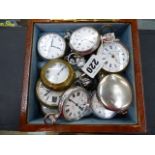 A VARIETY OF POCKET WATCHES, ETC TO INCLUDE A SILVER J.W.BENSON EXAMPLE WITH A ROLEX 17 JEWEL