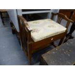 AN EDWARDIAN INLAID PIANO STOOL.