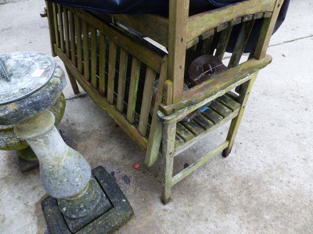 TWO WOODEN GARDEN BENCHES.