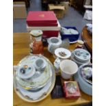 A QTY OF SPODE PLATES, OTHER CHINAWARE,ETC.