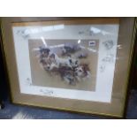 A SIGNED LIMITED EDITION PRINT OF TERRIERS.