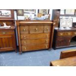 A LARGE VICTORIAN MAHOGANY NORTH COUNTRY CHEST OF DRAWERS.